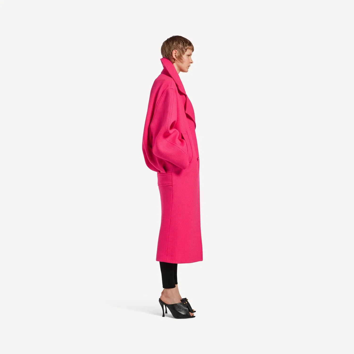 Женское длинное пальто-кокон Balenciaga, розовый — фото 3