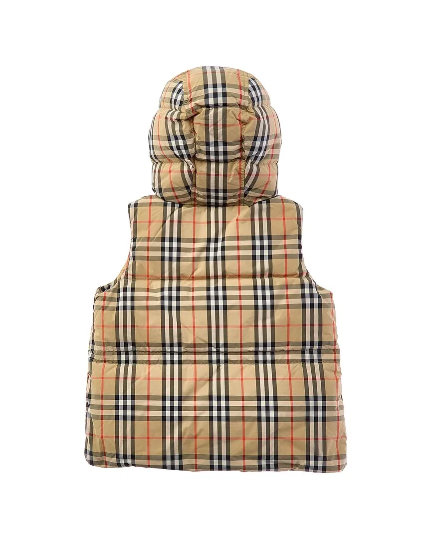 Детский пуховый жилет Burberry Check Puffer Down Gilet, коричневый — фото 2