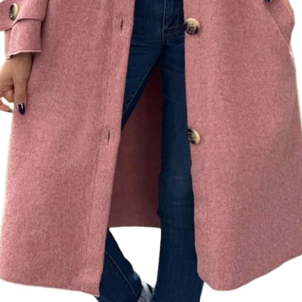 Женское зимнее пальто из смесовой шерсти оверсайз, Rosa — фото 4