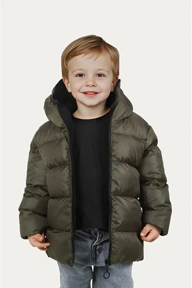 Детское зимнее пальто для девочек с капюшоном Montstop, Khaki — фото 4
