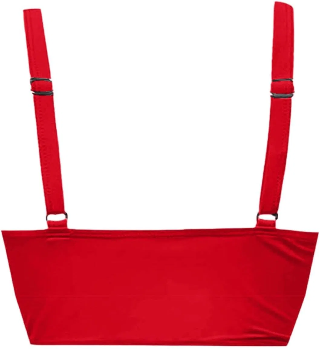 Женский бикини-топ с кросс-браслетами Push Up Generic, Red — фото 4