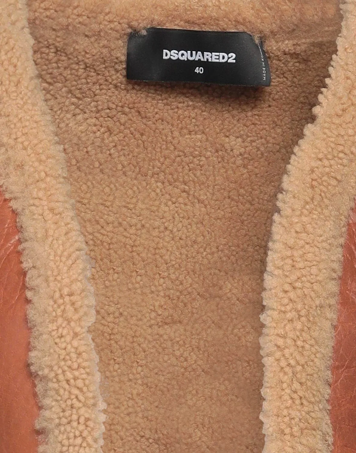Женский жилет из кожи с глубоким вырезом Dsquared2, бежевый — фото 4