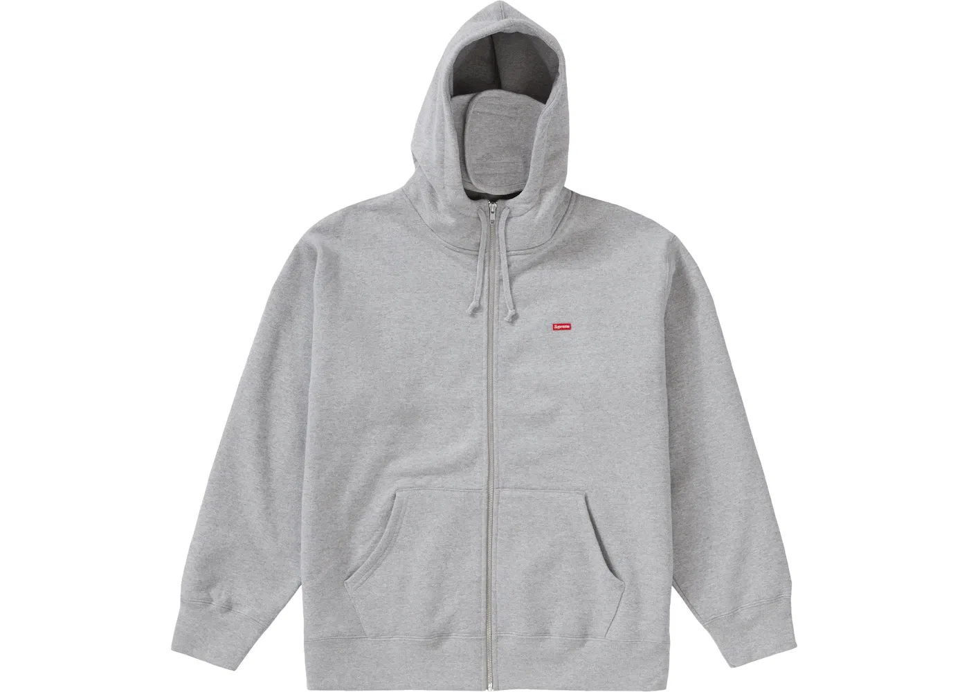 Мужская худи с принтом Supreme Small Box Facemask Zip Up Heather Grey