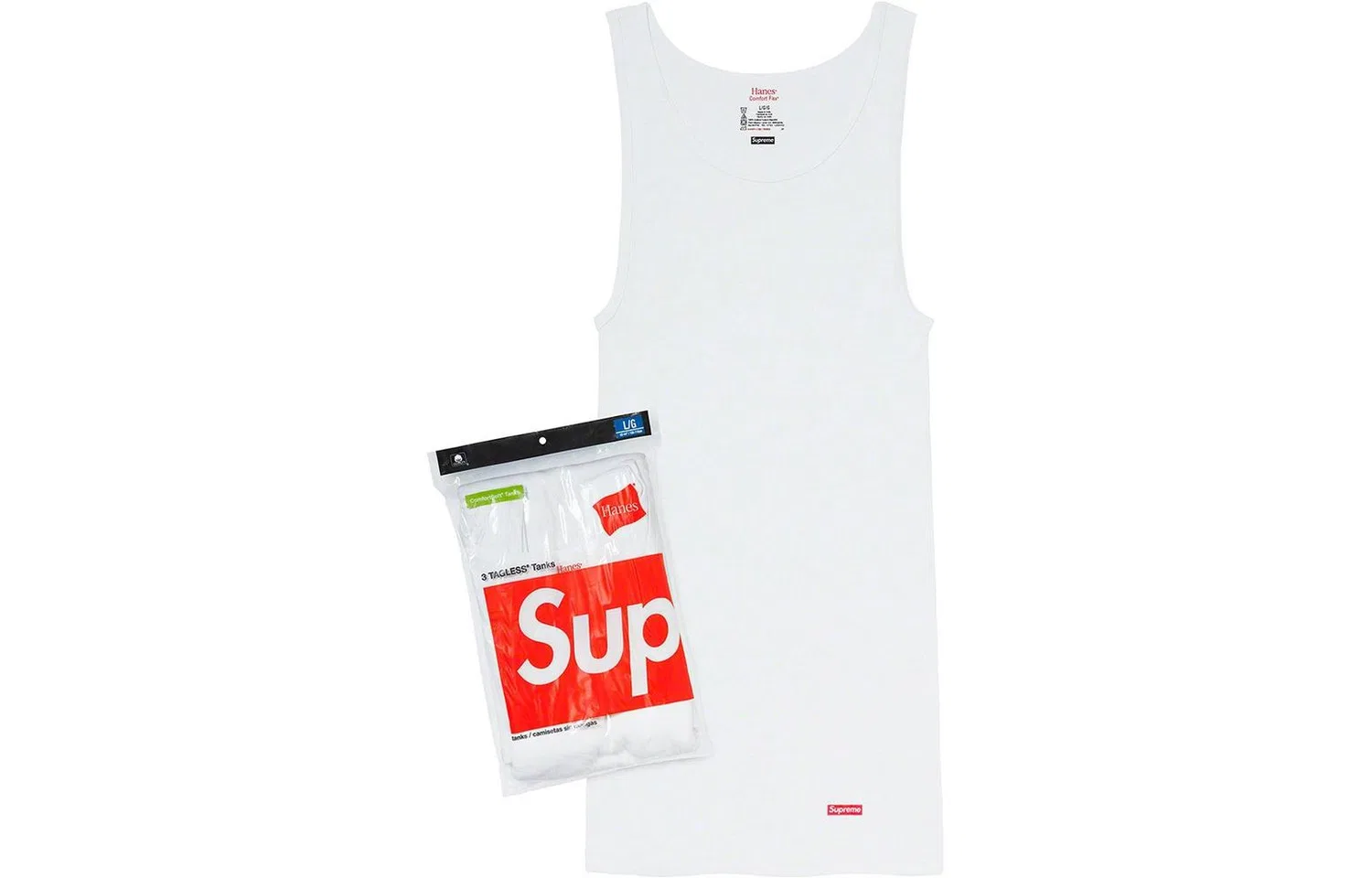Детский топ-майка с принтом Supreme X Hanes Tagless Tank Tops 3 Pack, White