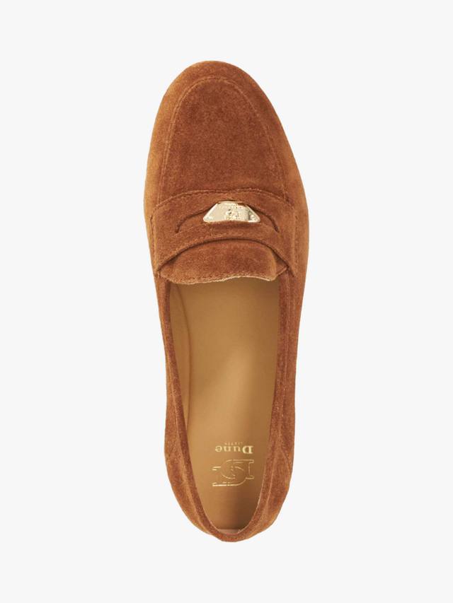 Греческие лоферы из замши на тонкой подошве Dune London, Dark Tan — фото 2