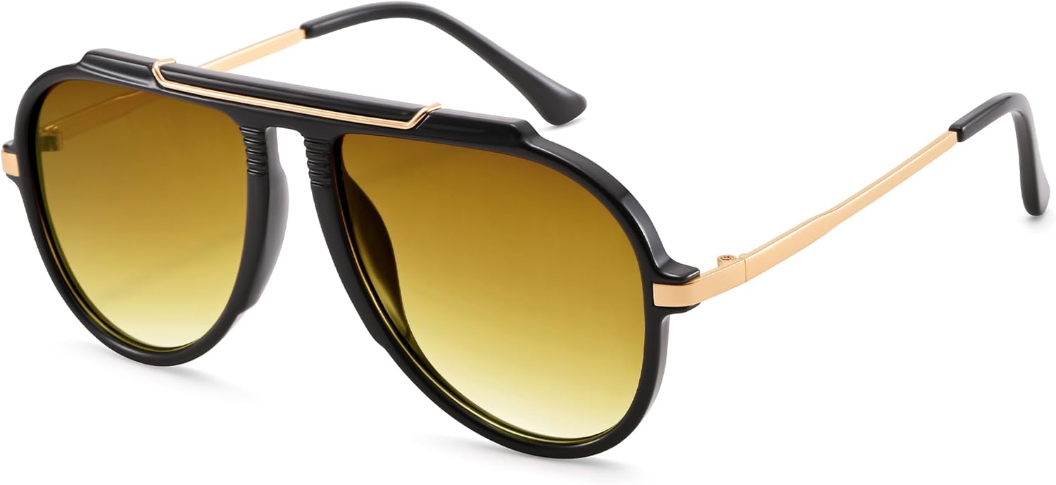 

Солнцезащитные очки-авиаторы COASION большого размера для женщин, ретро-стиль 70-х, овальная оправа и линзы бордового цвета, милые солнцезащитные очки, Black Frame/Brown Gradient Lens