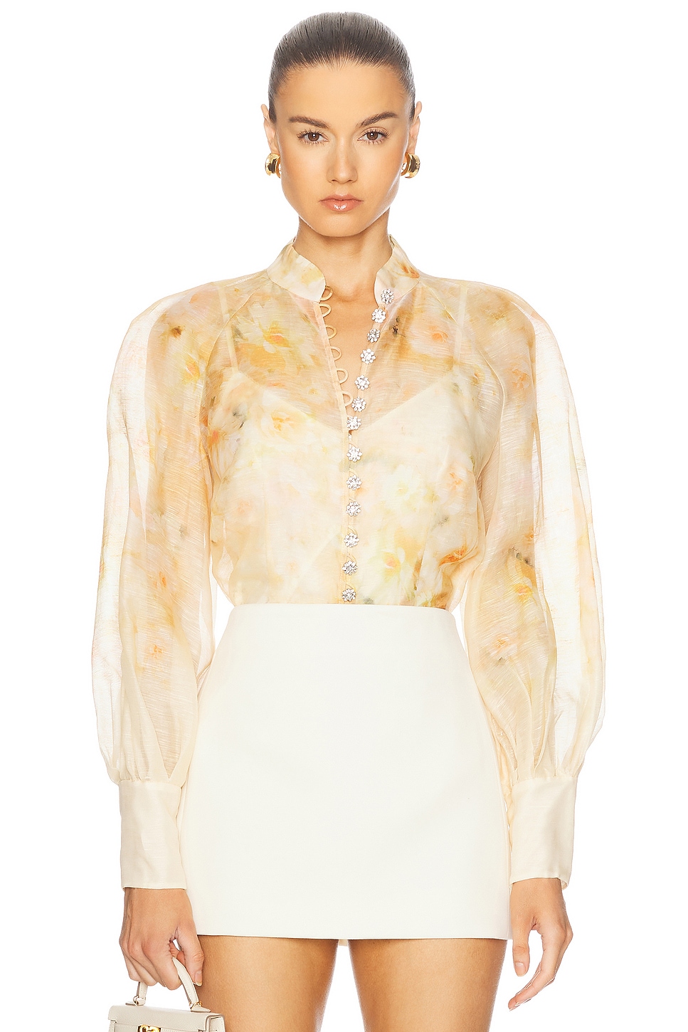 

Блузка на пуговицах с эффектом краша Zimmermann, цвет Yellow Floral
