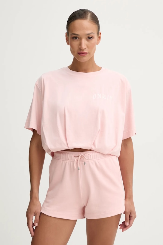 

Хлопковая футболка Pinko, розовый