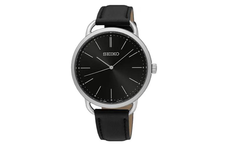 

Кварцевые часы Unisex с черным циферблатом SEIKO