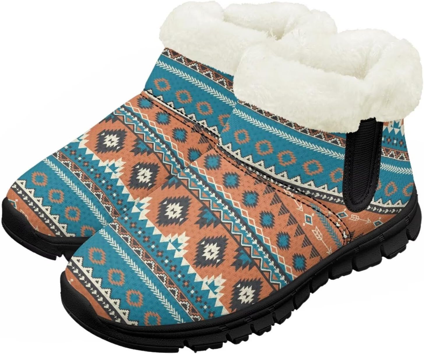 

Детские зимние ботинки для мальчиков и девочек, теплые зимние ботинки с нескользящей подошвой, уличные ботильоны для маленьких детей Suhoaziia, Aztec Tribal Print