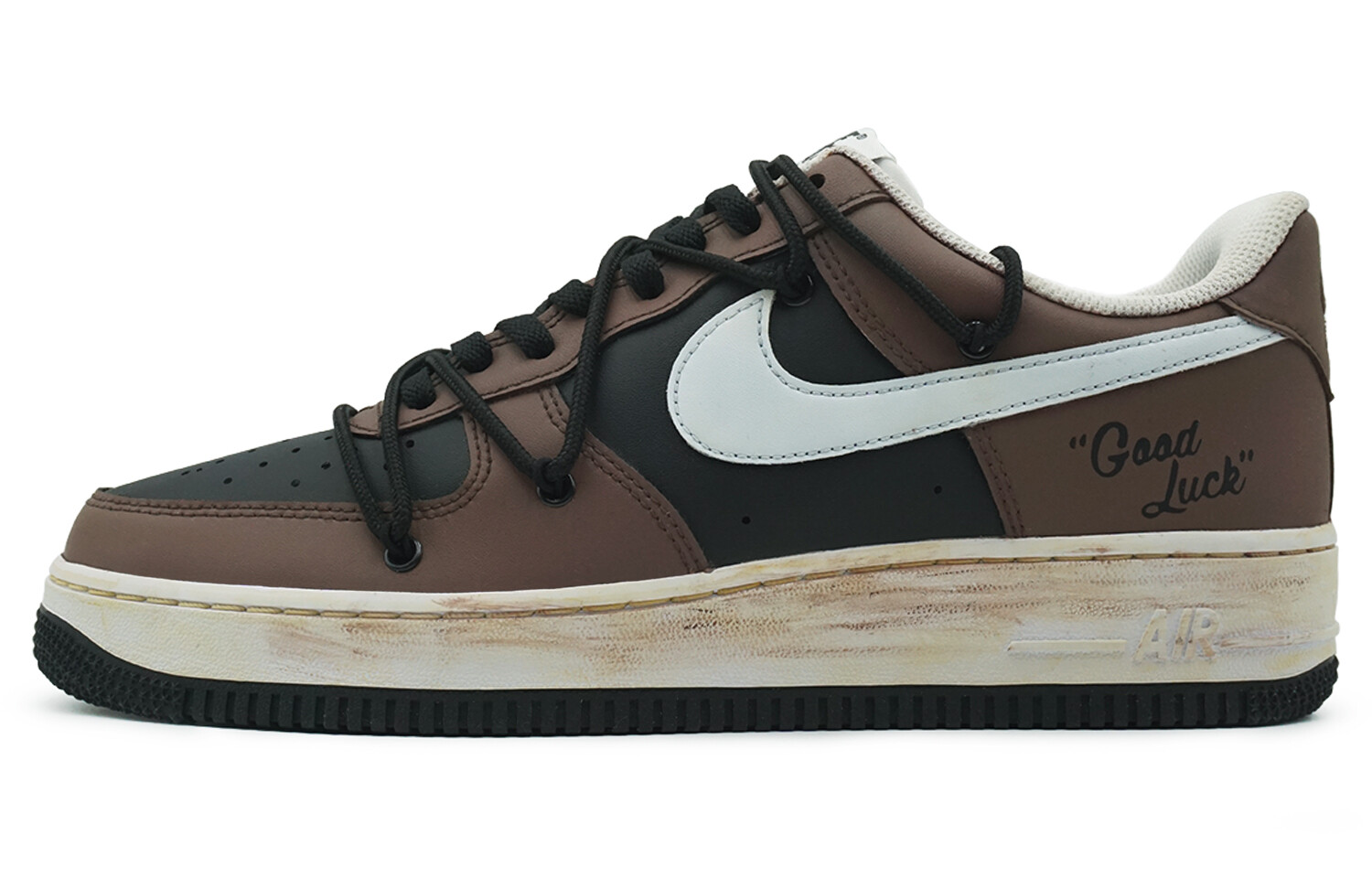 

Кроссовки Nike Air Force 1 Skateboarding Shoes Men Low-top Brown/black/white, коричневый