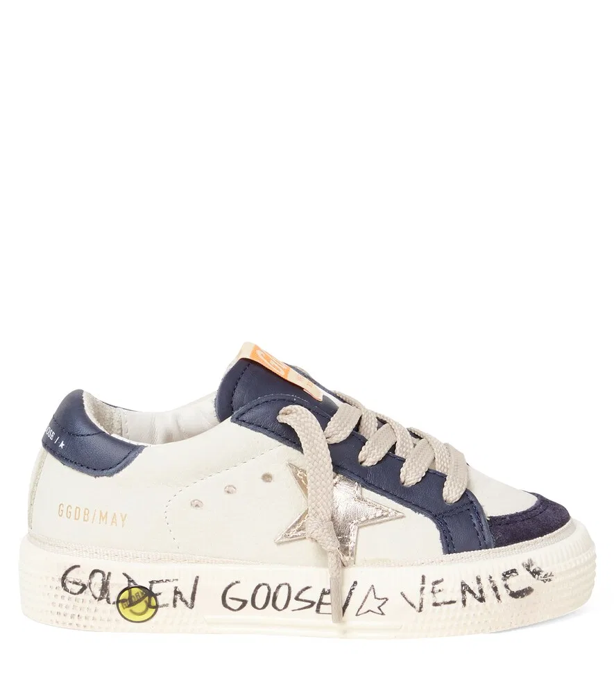 Кожаные кроссовки на платформе May Golden Goose Kids, белый — фото 4