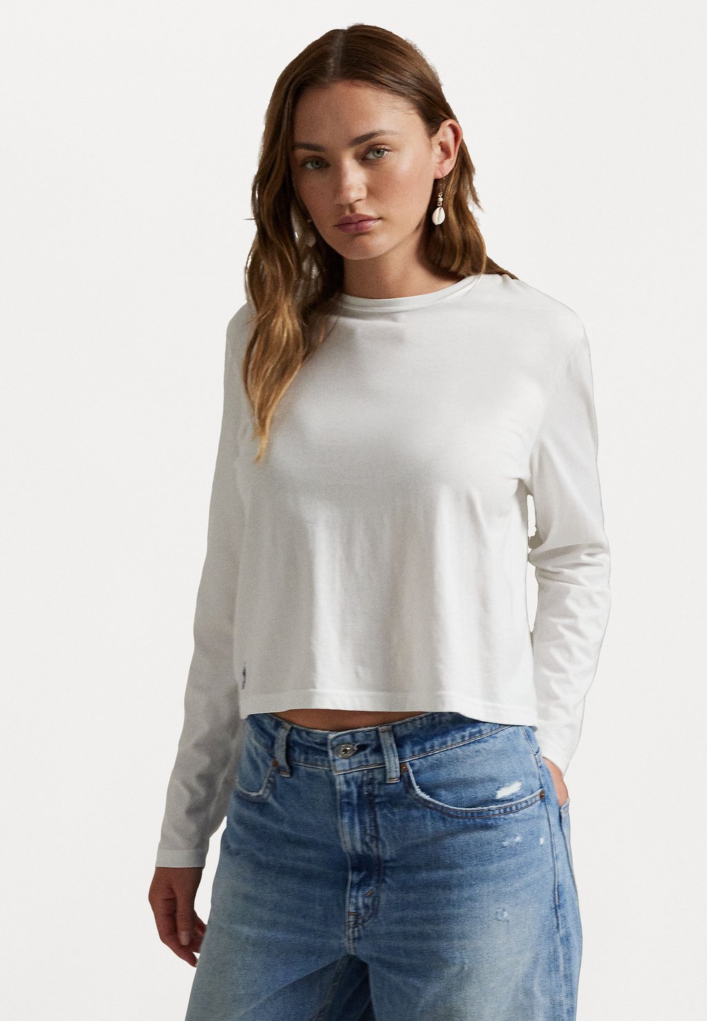 

Топ с длинными рукавами SHRUNKEN FIT JERSEY LONG SLEEVE TEE Polo Ralph Lauren, кремовый