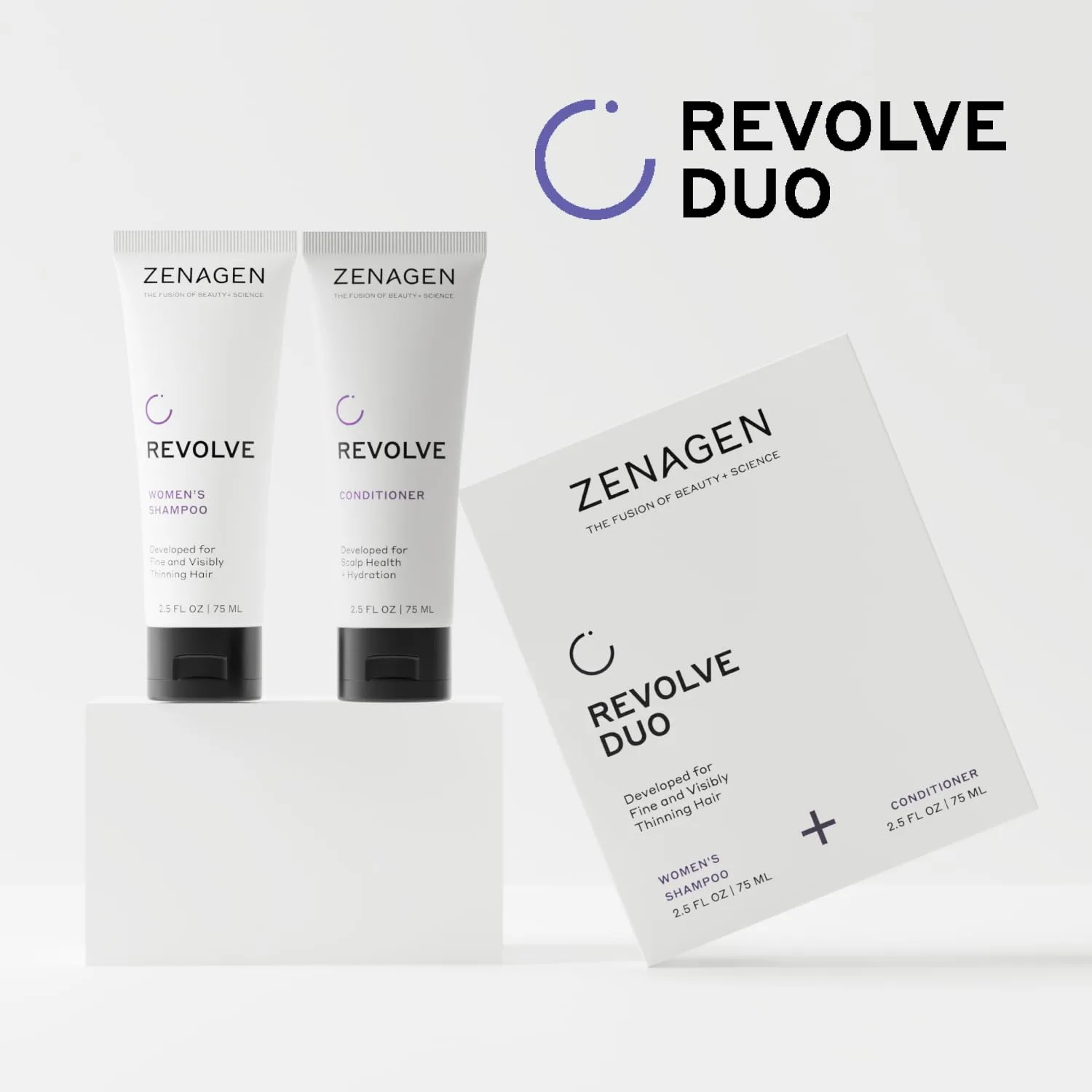 ZENAGEN Revolve женский дорожный набор | шампунь и кондиционер для тонких и редких волос, для густоты, растительная формула, для окрашенных волос, vegan — фото 3