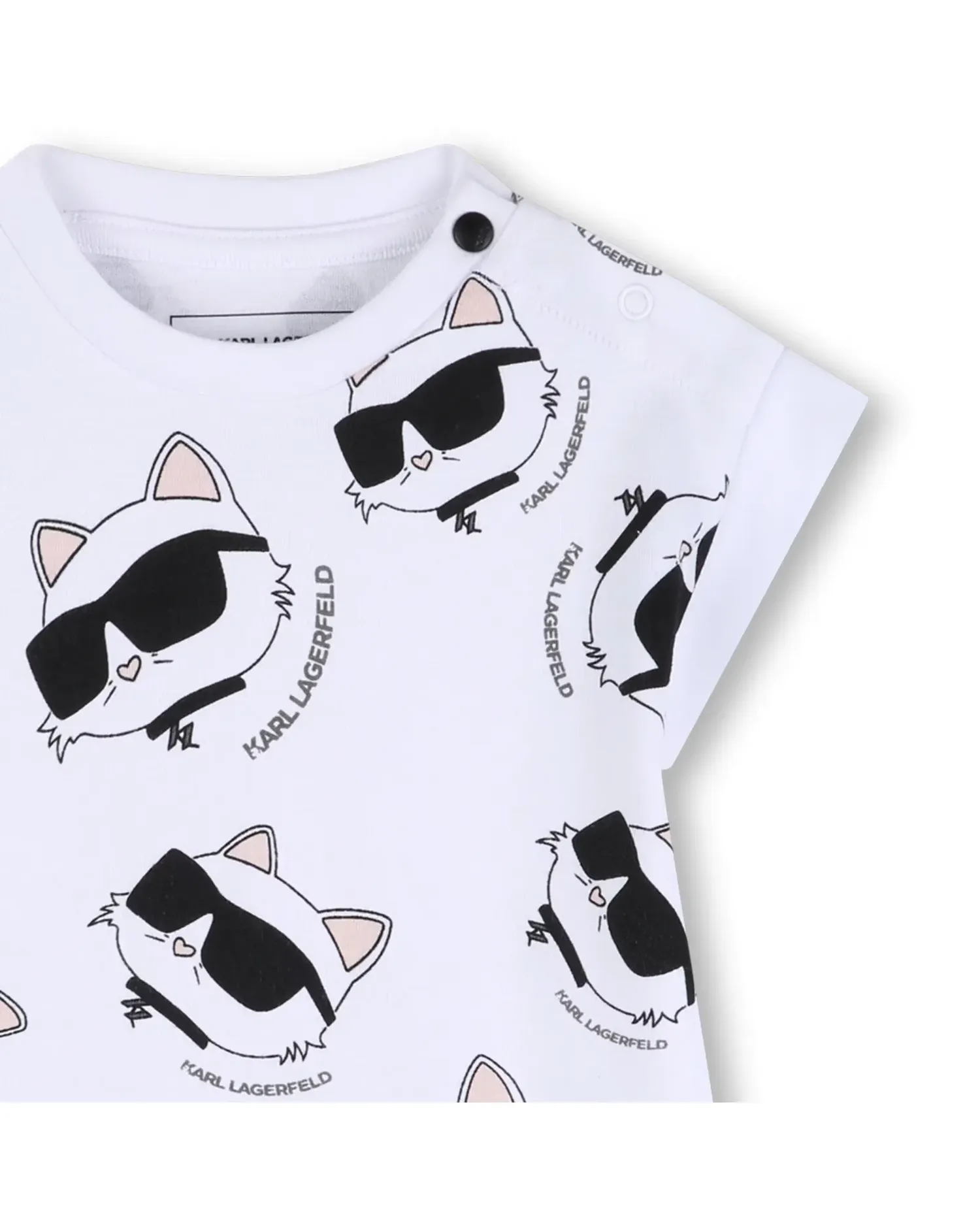 Короткос袖ный хлопковый детский комбинезон Karl Lagerfeld Kids, белый — фото 2