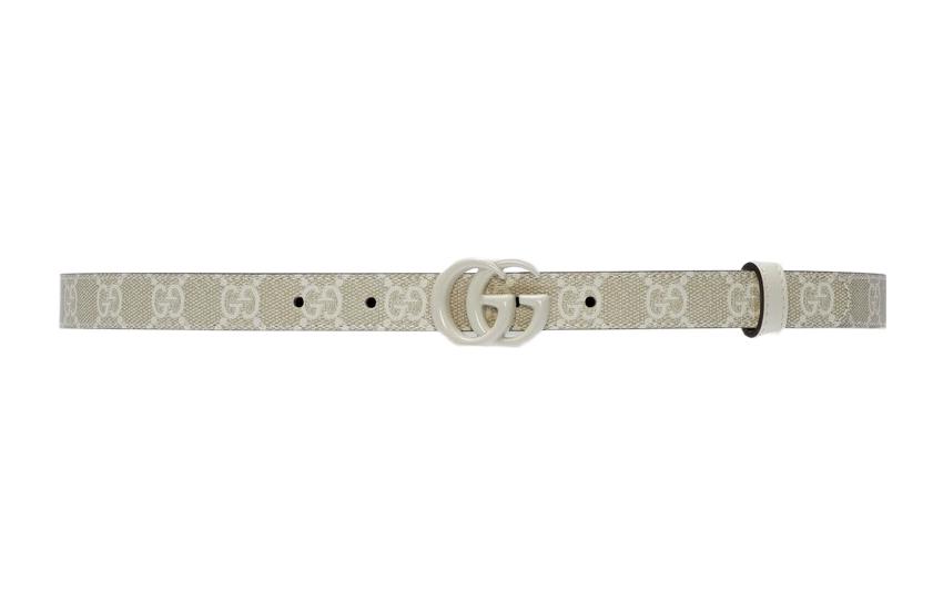 

GUCCI Ремень GG Marmont из кожи и ткани женский бежевый шириной 2 см, Ecru