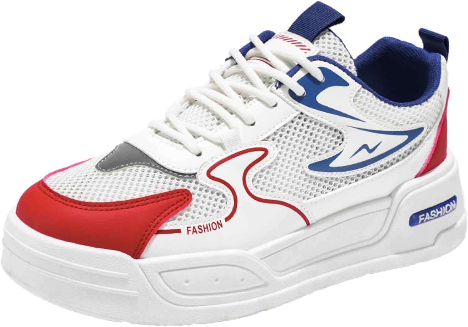 

Мужские кроссовки белого/красного/синего цвета с контрастными вставками, стильные повседневные шнуровки с дышащей сеткой Aokisx