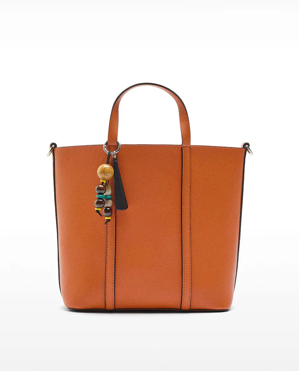 

Сумка-трансформер в стиле тоут с застежкой-молнией и декоративным кольцом для ключей, однотонная Parfois, оранжевый