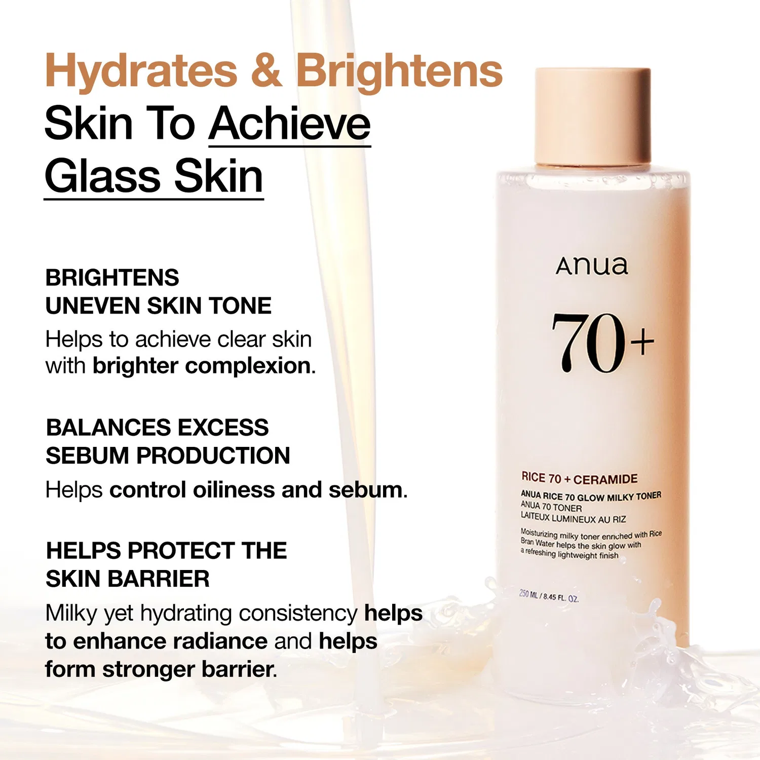 Тоник Anua — Rice 70 glow milky toner, 250 мл — фото 3