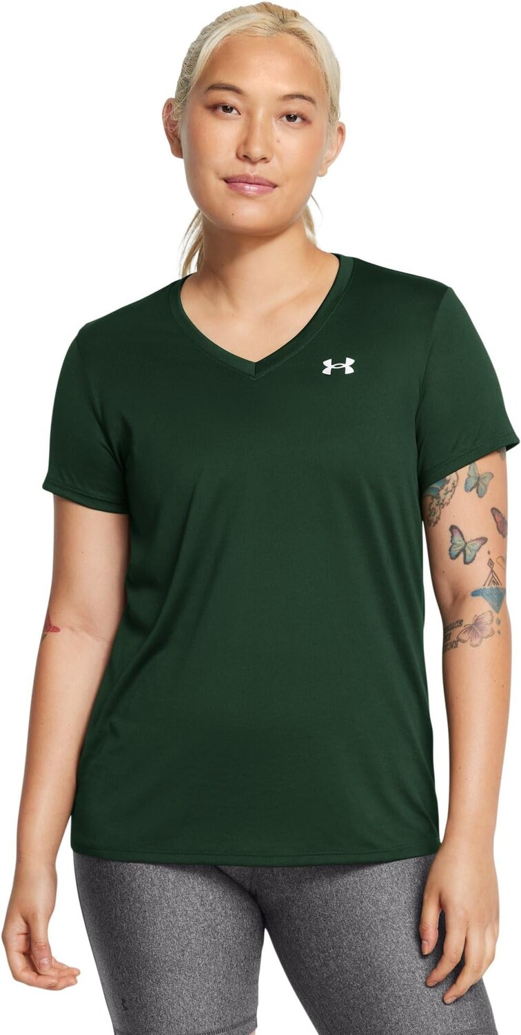 

Футболка Under Armour Tech Short Sleeve V-Neck Solid, цвет Forest Green/White