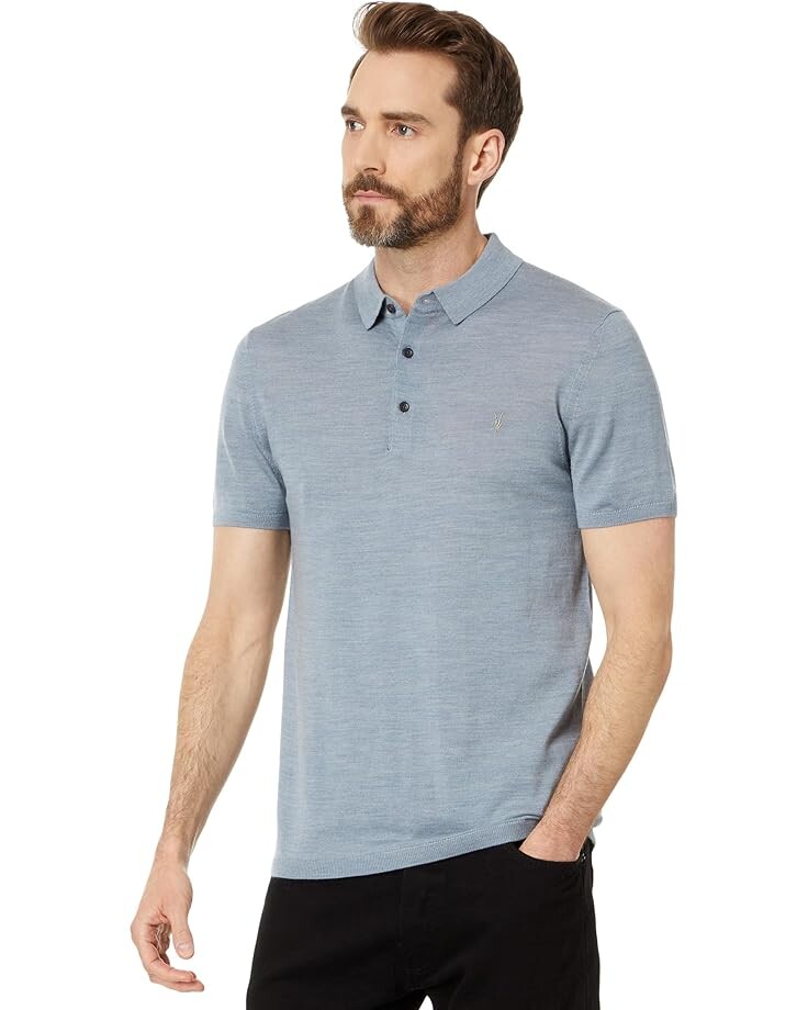 

Поло AllSaints Mode Merino Short Sleeve, синий