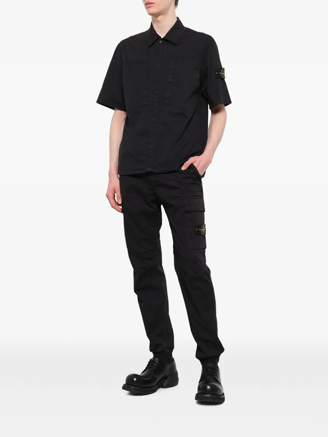 Твиловая рубашка из органического хлопка Stone Island, черный — фото 2