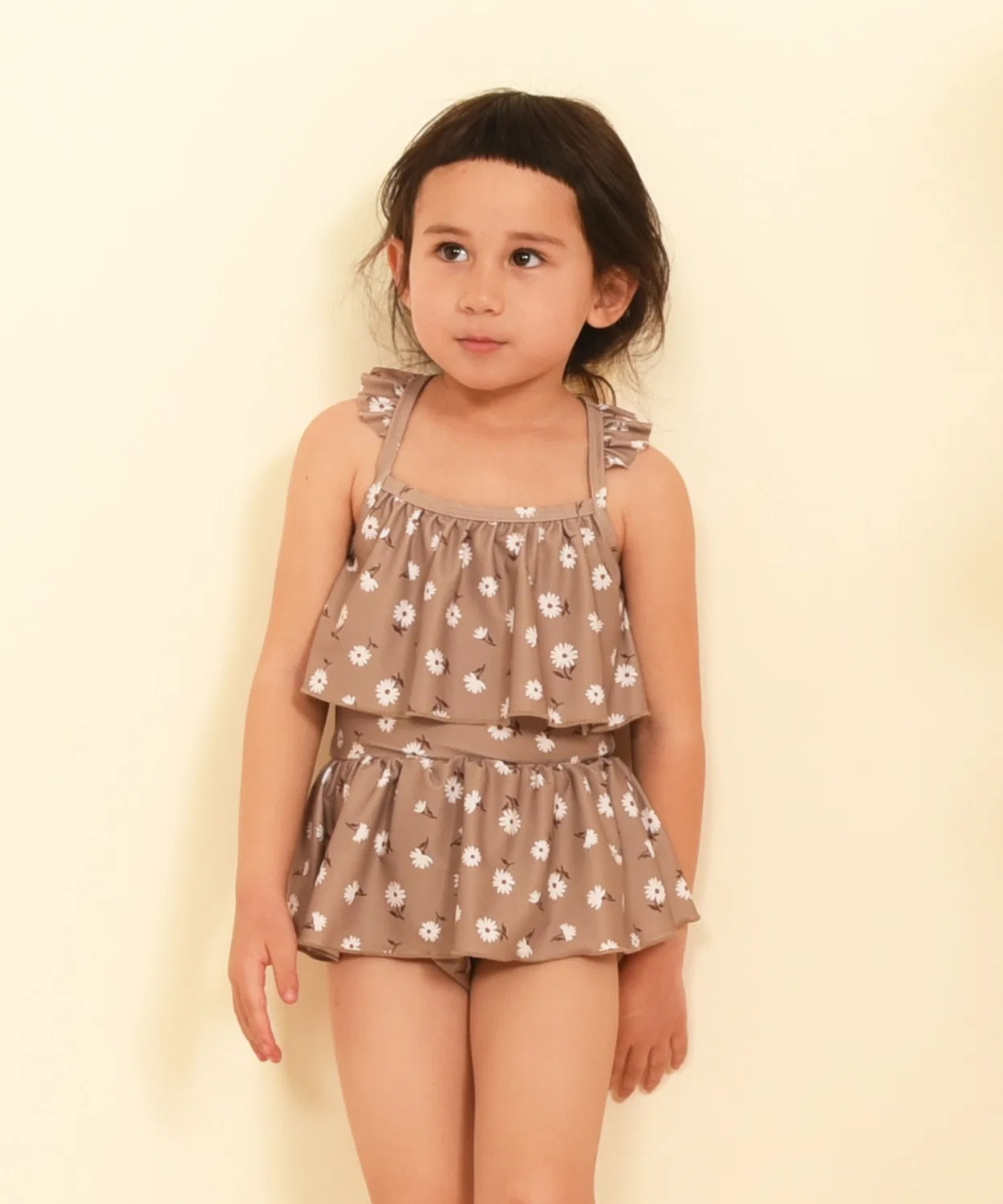 Детский купальник-платье с воланами, модель Floral Mocha LEAD, Mocha