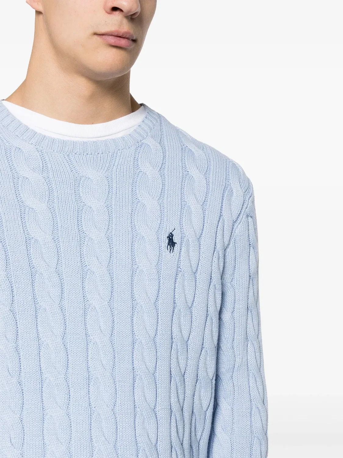 Хлопковый джемпер голубой Polo Ralph Lauren, синий — фото 3