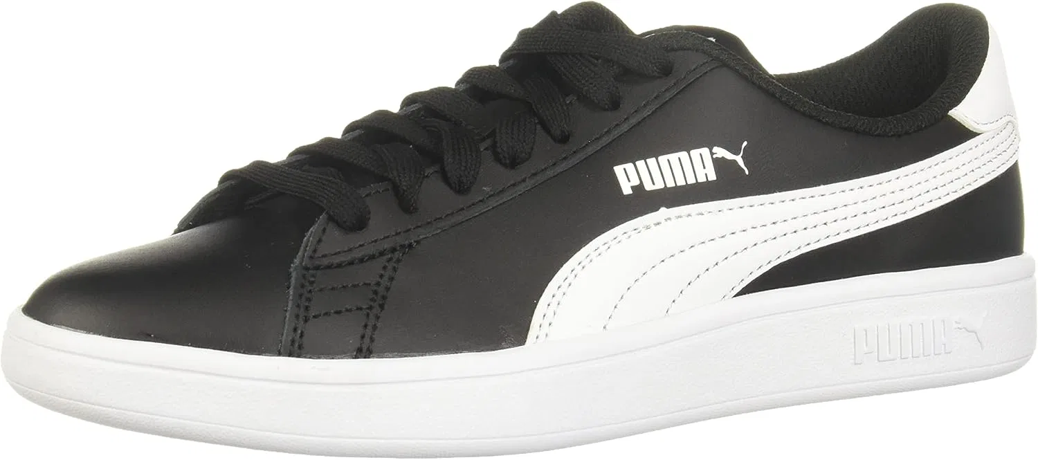 Детские кожаные кроссовки для мальчиков Smash V2 PUMA, Black/White