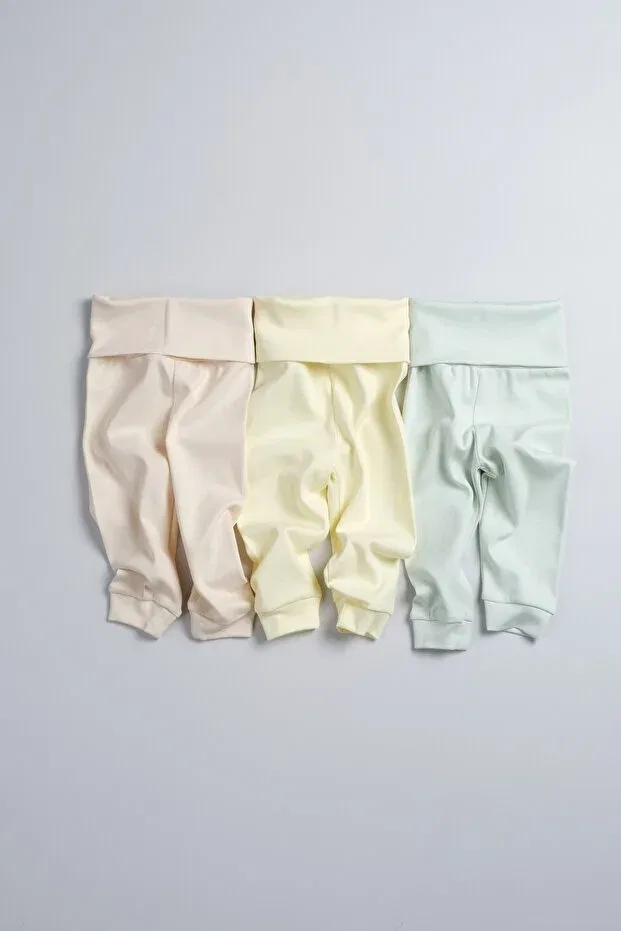 Детский комплект леггинсов с высокой талией Bondberro, Beige / Mint / Yellow