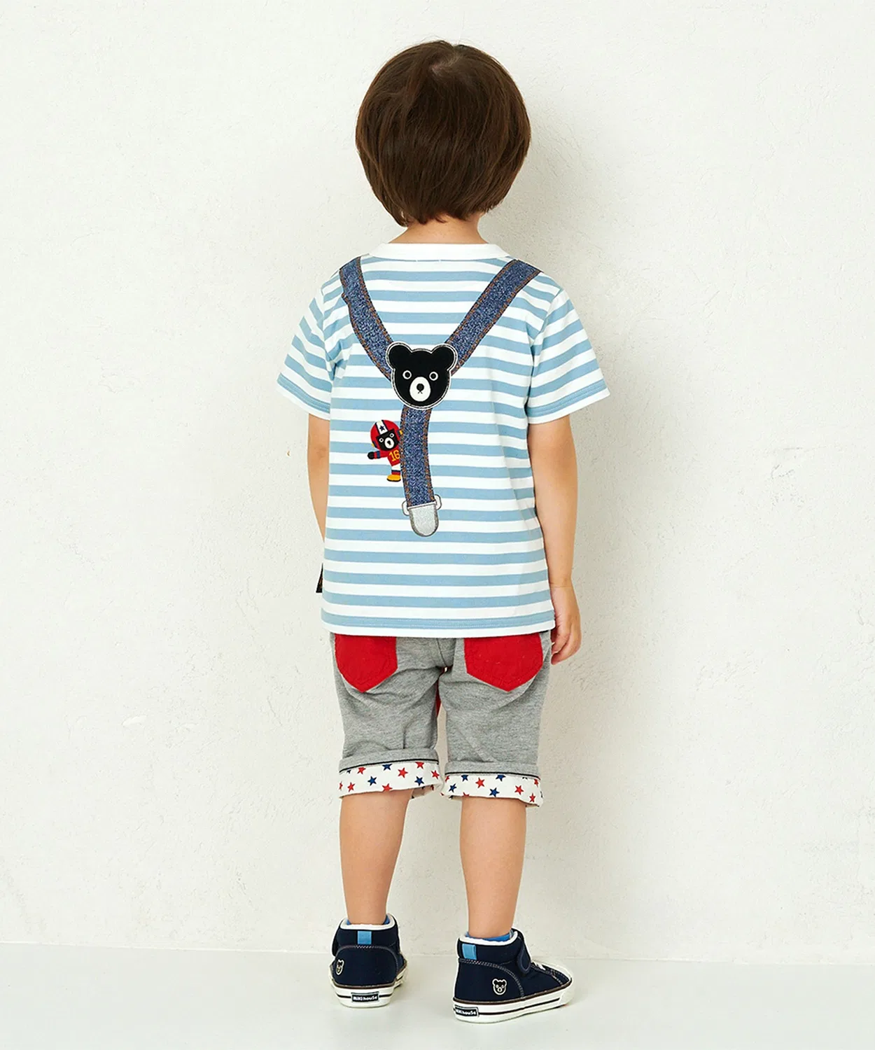 Детская футболка с принтом Саспендеры Black Bear Half Sleeve DOUBLE_B, Blue — фото 3