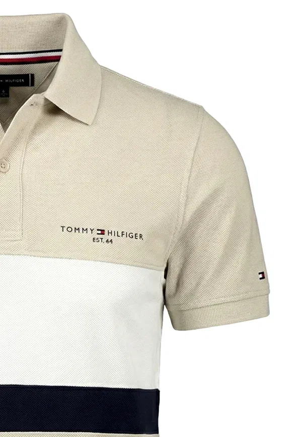 Футболка поло с принтом Polo shirt Tommy Hilfiger, beige, бежевый — фото 4