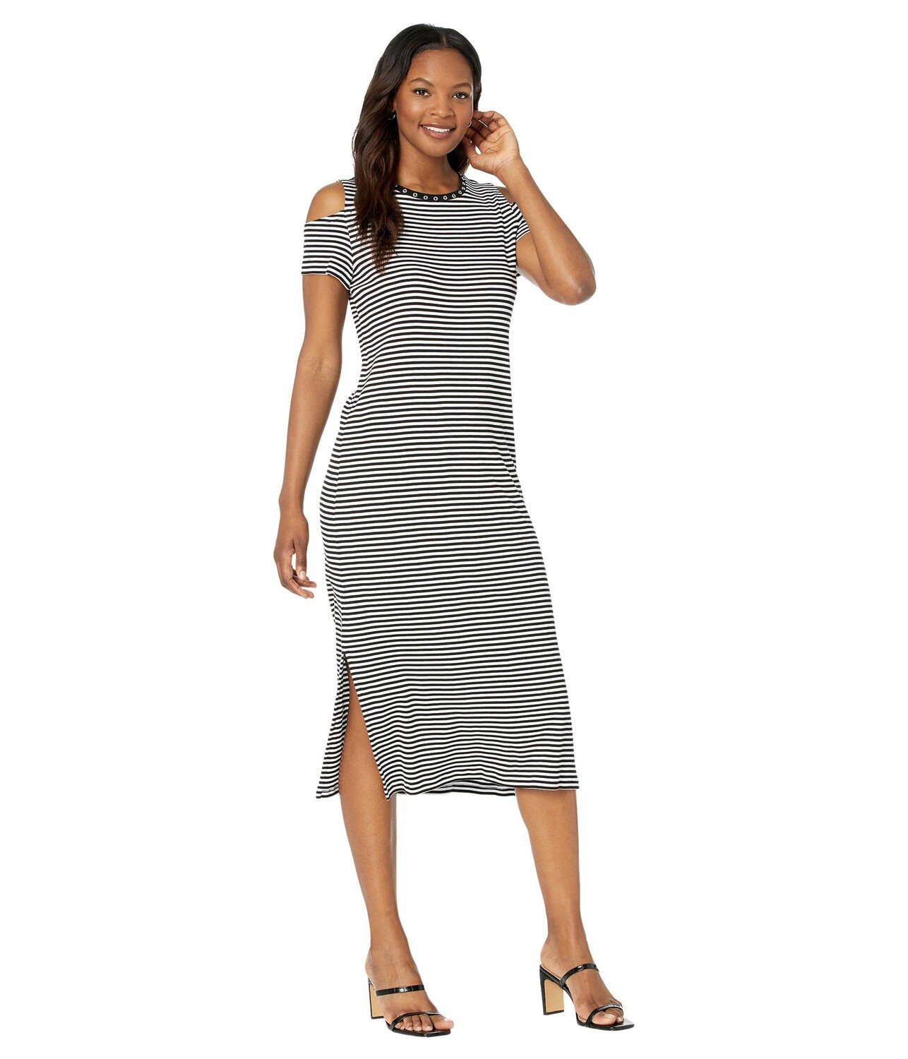 

Платье MICHAEL Michael Kors, Stripe Cold-Shoulder Midi Dress