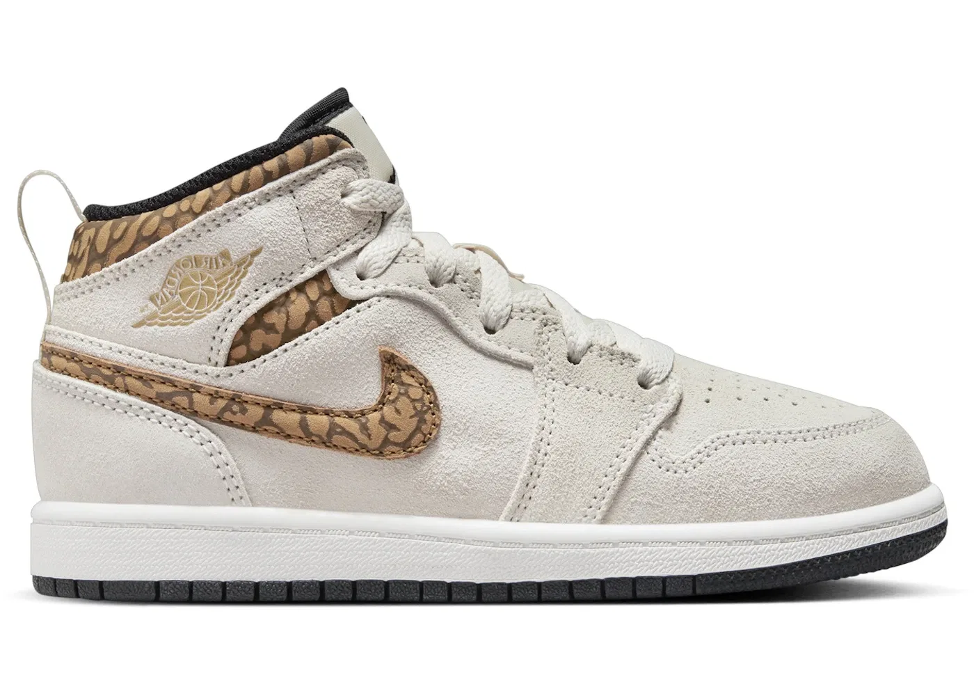 Детские кроссовки для мальчиков Lifestyle Jordan 1 Mid SE Jordan, Light Orewood Brown/White/Light British Tan/Metallic Gold