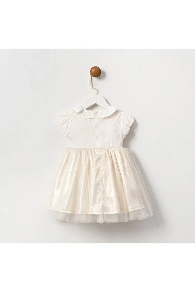 Детское хлопковое платье для девочек Ayshe ecru girl dress Cumino, Ecru — фото 2