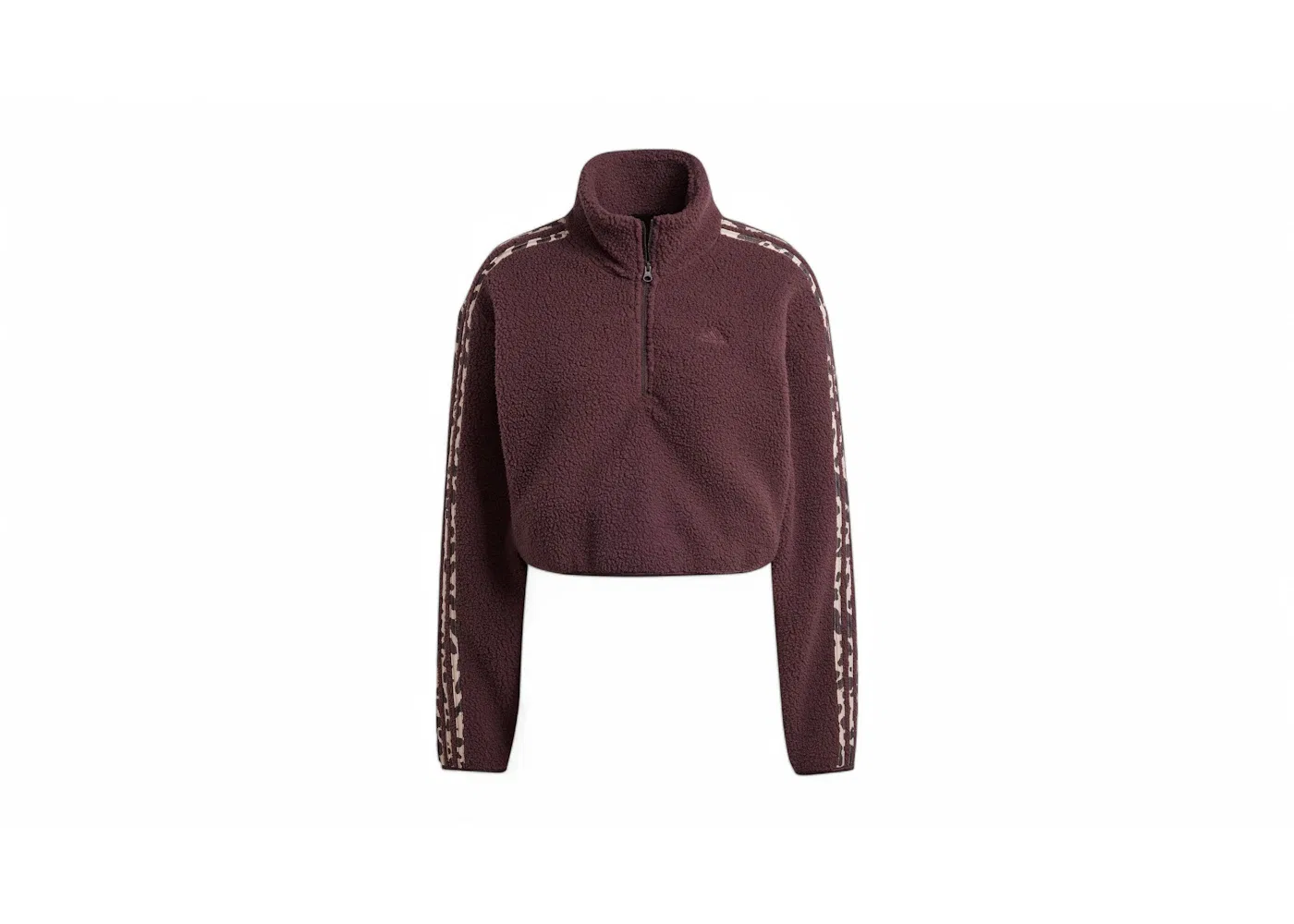 Женская куртка с высоким ворсом, с принтом Top Adidas, Shadow Brown/White