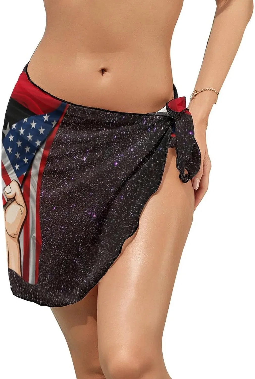 Женский пляжный саронг из шифона с флагом Америки и Ливии, Generic, America Libya Flag