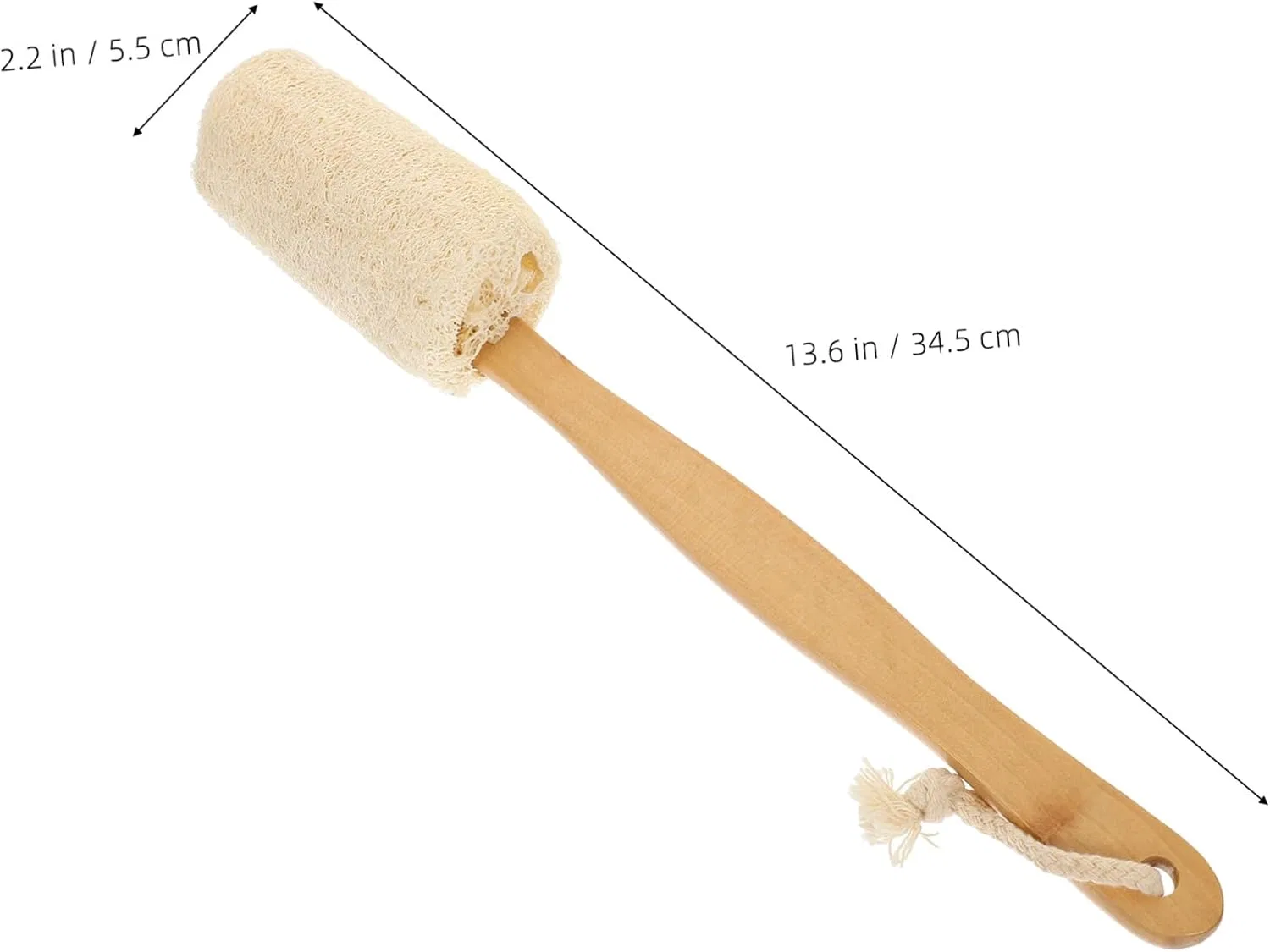 Щетка для тела с длинной ручкой из натуральной люфы, CATIEBYE, 40 см, Beige — фото 2