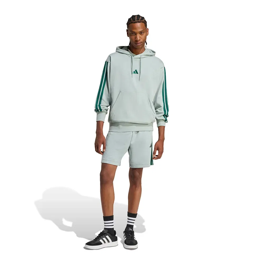 Худи с тремя полосками Adidas Essentials French Terry, зеленый — фото 4