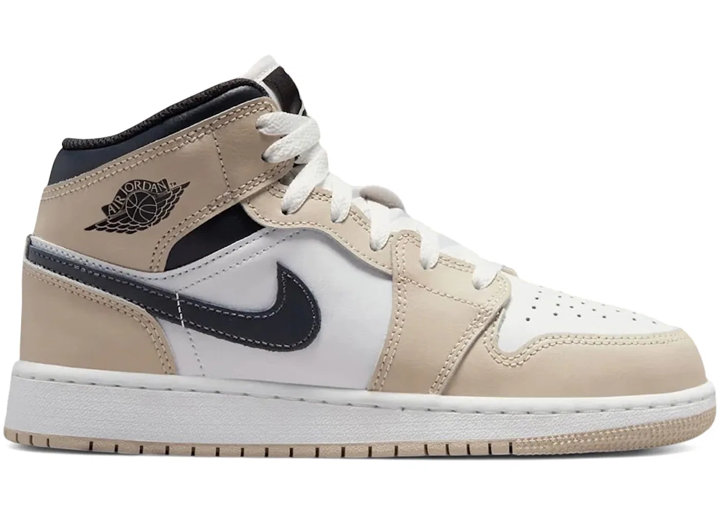 Детские кроссовки с высоким берцем Jordan 1 Mid Jordan, Summit White Off Noir Rattan