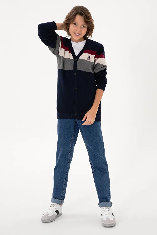 Детский кардиган для мальчиков с длинным рукавом U.S. Polo Assn., Navy Blue