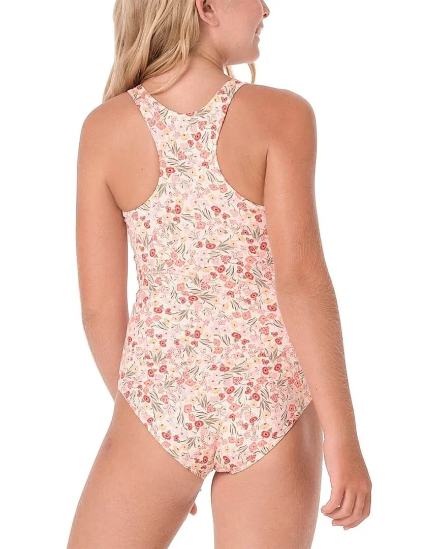 Детский купальник слитный с цветочным принтом Submarine Not Too Basic Swimwear, красный — фото 2