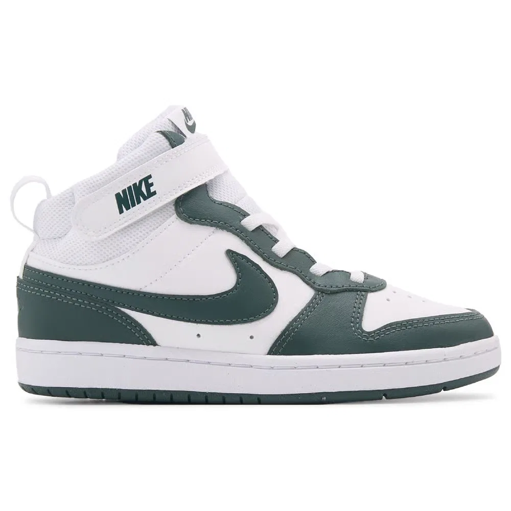 Детские высокие кроссовки Court Borough Mid 2 Nike, White/Green — фото 2