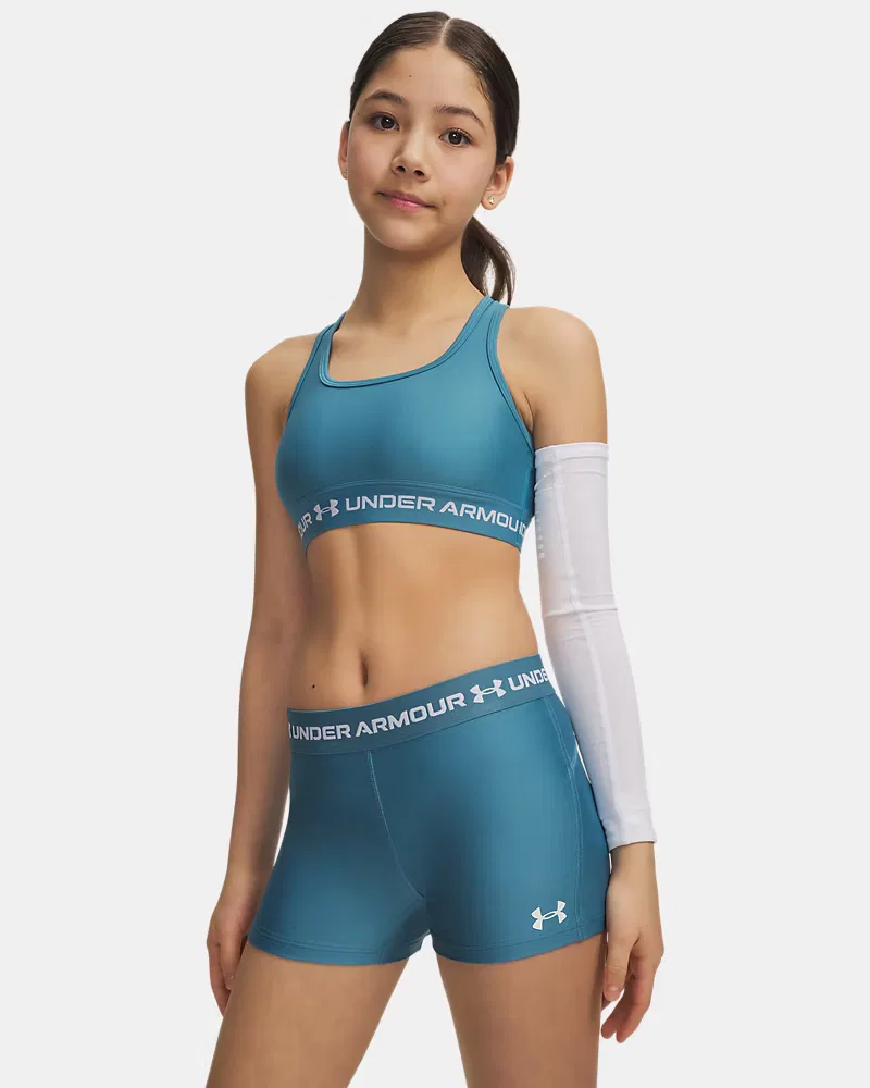 Детские спортивные шорты 7,6 см (внутренний шов) быстросохнущие HeatGear Shorty UnderArmour, Boundless Blue/White — фото 3