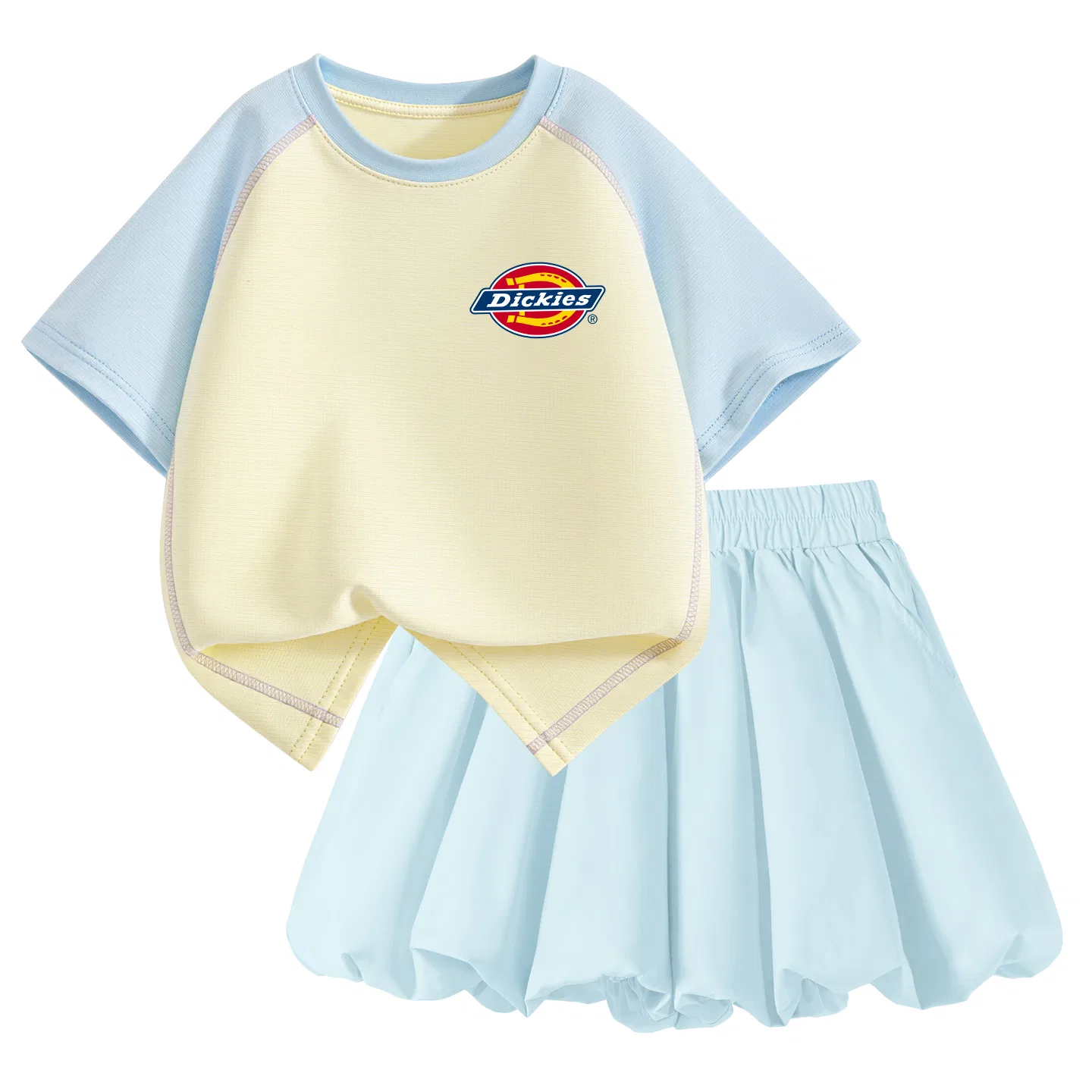 Детский спортивный костюм с круглым вырезом Dickies, Standard K Blue Yellow+Solid Color Glacier Blue