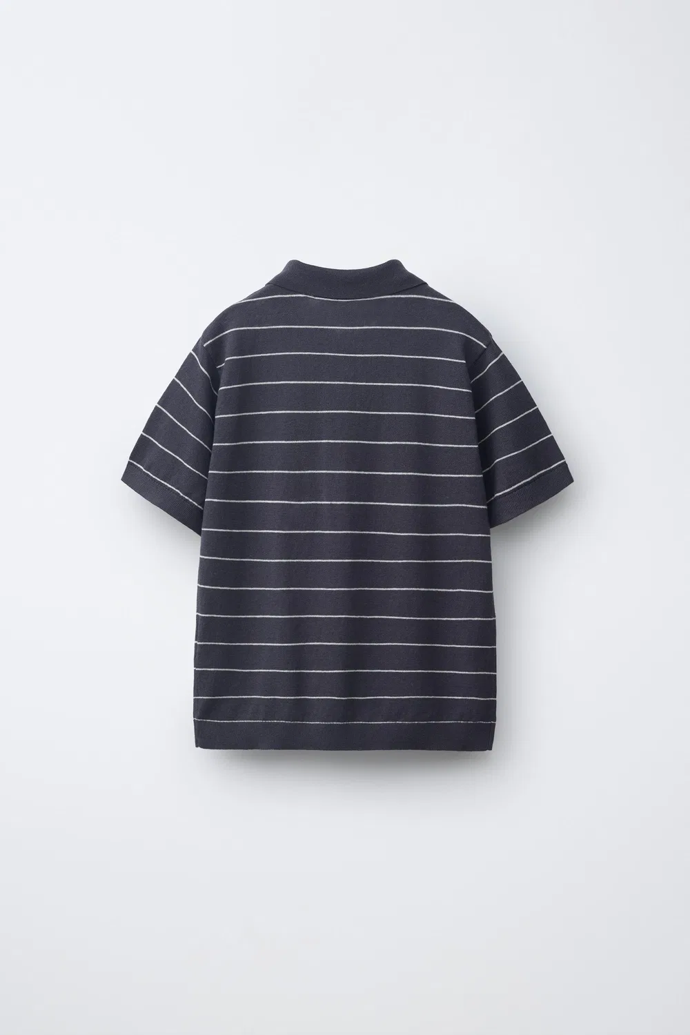 Поло из хлопка и льна ZARA, Grey/Beige — фото 2