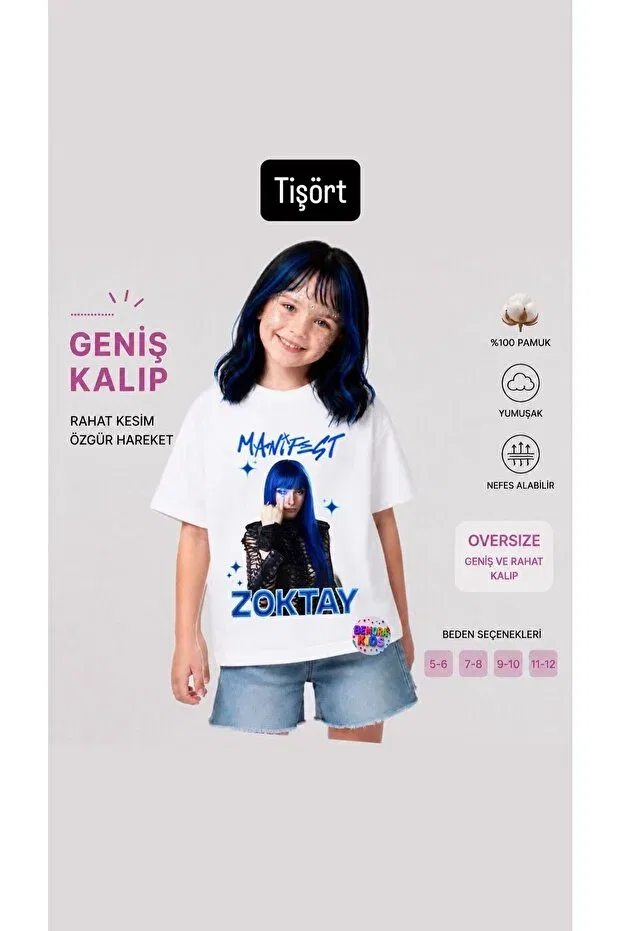 Детская футболка для девочек с принтом Manifest zoktay t-shirt t-shirt zoktay black blue wig face stone set birthday party girl child Bemora Kids, Multicolor — фото 2