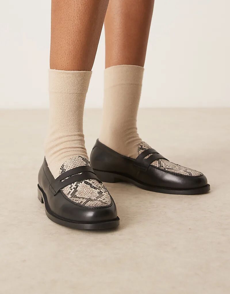 Лоферы Walk London Rhea Saddle со змеиным принтом