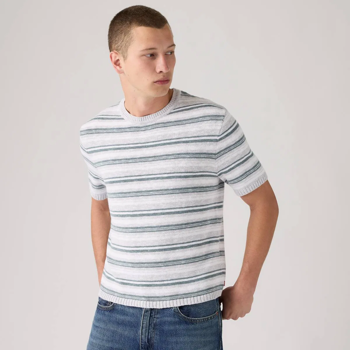 Вязаный свитер-рубашка Stinson Levi's, Cardinal Stripe Light Grey Heather - Grey