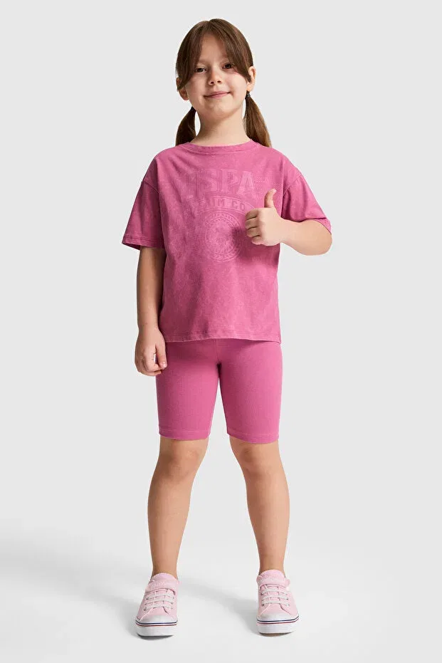 Детские леггинсы для девочек однотонные U.S. Polo Assn., Fusya — фото 3